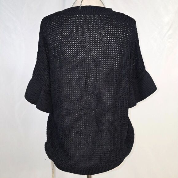 Women's Black Knit Ruffle Sleeve Sweater Size Medium - Picture 6 of 9